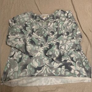 Women’s Alfred Dunner Green and Gray 3/4 Sleeve Shirt (Size 2X)